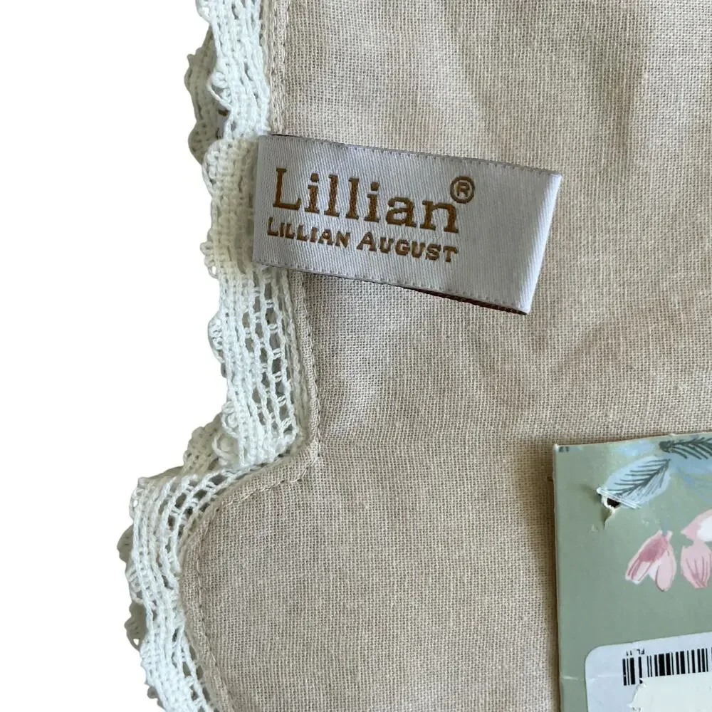 Lillian August Tan Bunny Shaped Placemats 17in Set of 4 Lace Accents NEW